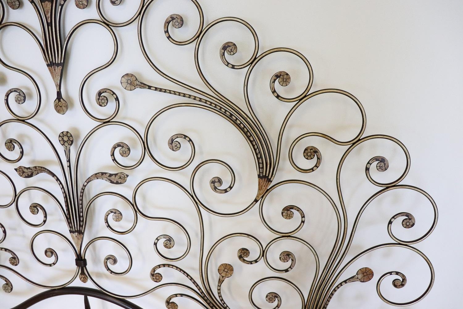 Gilt Early 20th Century Italian Baroque Style Gilded Wrought Iron Headboard