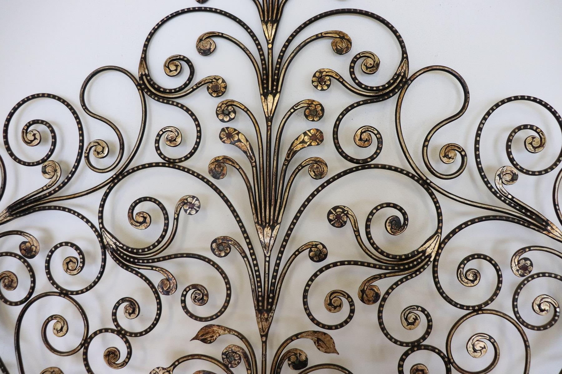 Gilt Early 20th Century Italian Baroque Style Gilded Wrought Iron Headboard