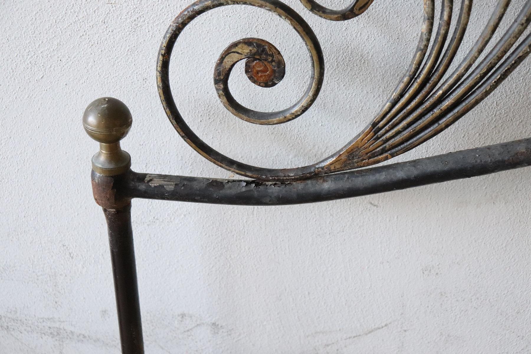 Mid-20th Century Early 20th Century Italian Baroque Style Gilded Wrought Iron Headboard