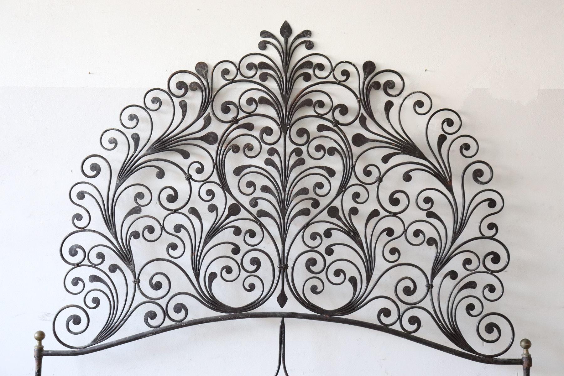 Early 20th Century Italian Baroque Style Gilded Wrought Iron Headboard 2