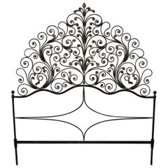 Early 20th Century Italian Baroque Style Gilded Wrought Iron Headboard