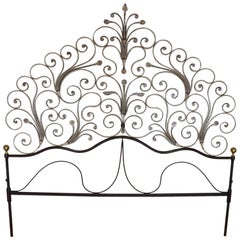 Vintage Early 20th Century Italian Baroque Style Gilded Wrought Iron Headboard