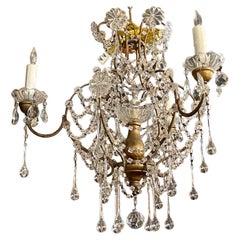 Antique Early 20th Century Italian Beaded 3 Light Chandelier