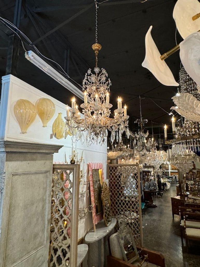Lampadario di cristallo e perline italiano dei primi del Novecento in vendita 1