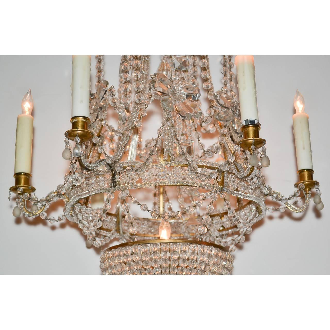 Early 20th Century Italian Beaded Chandelier In Good Condition In Dallas, TX