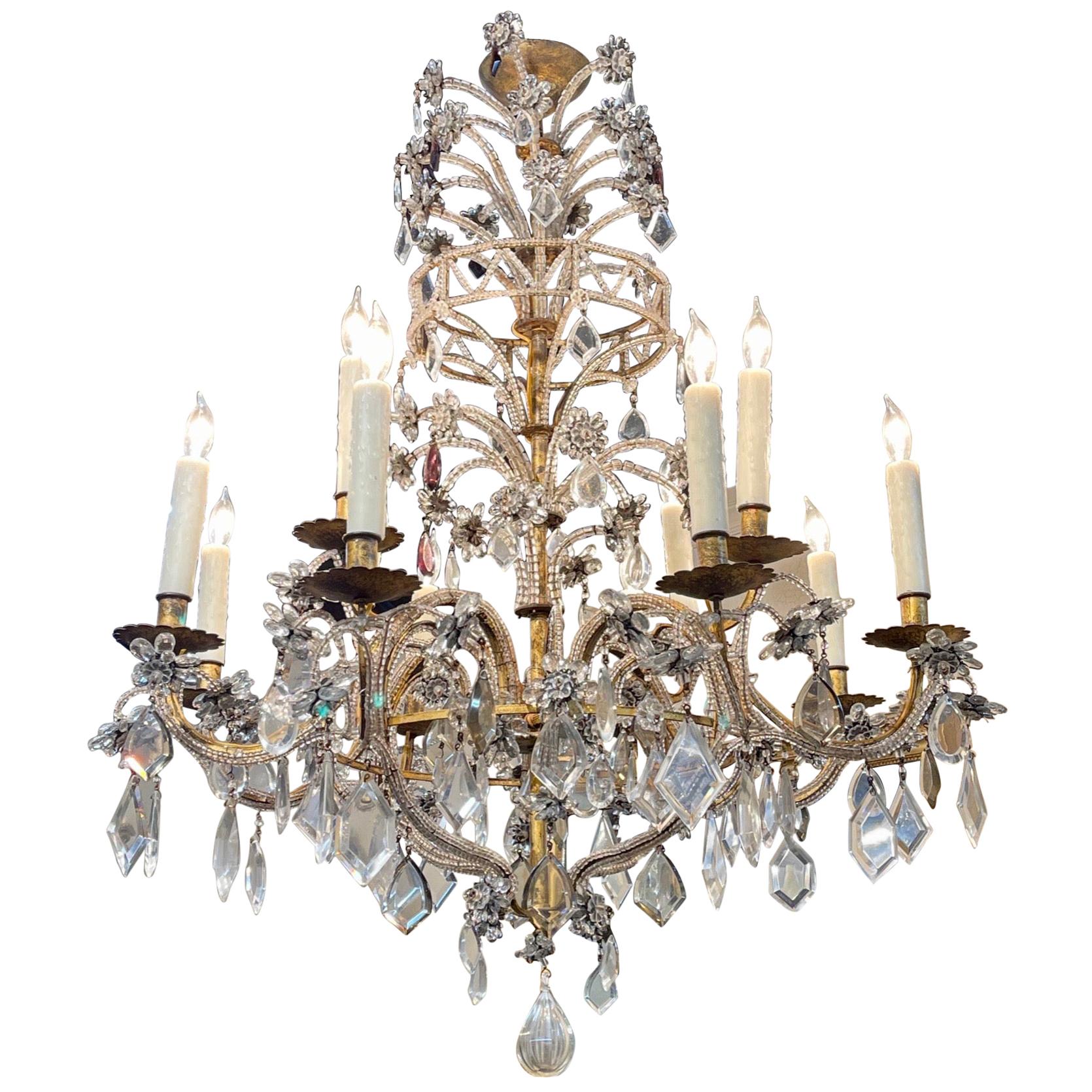 Early 20th Century Italian Bagues Manner 12-Light Chandelier