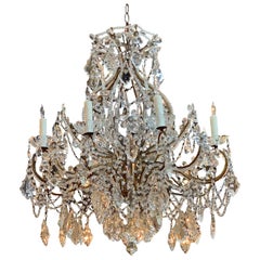 Early 20th Century Italian Beaded Crystal 8-Light Chandelier