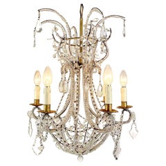 Antique Early 20th Century Italian Beaded Crystal Chandelier