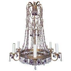 Early 20th Century Italian Brass and Crystal Chandelier