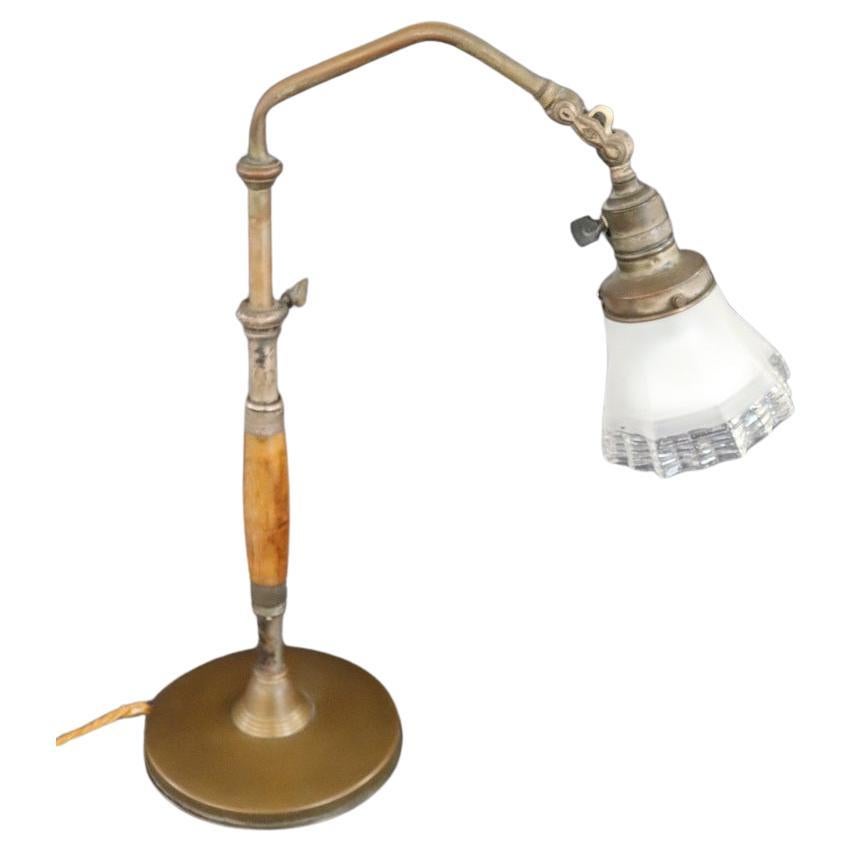 Early 20th Century Italian Brass and Glass Table Lamp For Sale