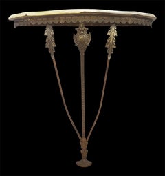 Early 20th Century Italian Brass and Natural Light Green Onyx Console