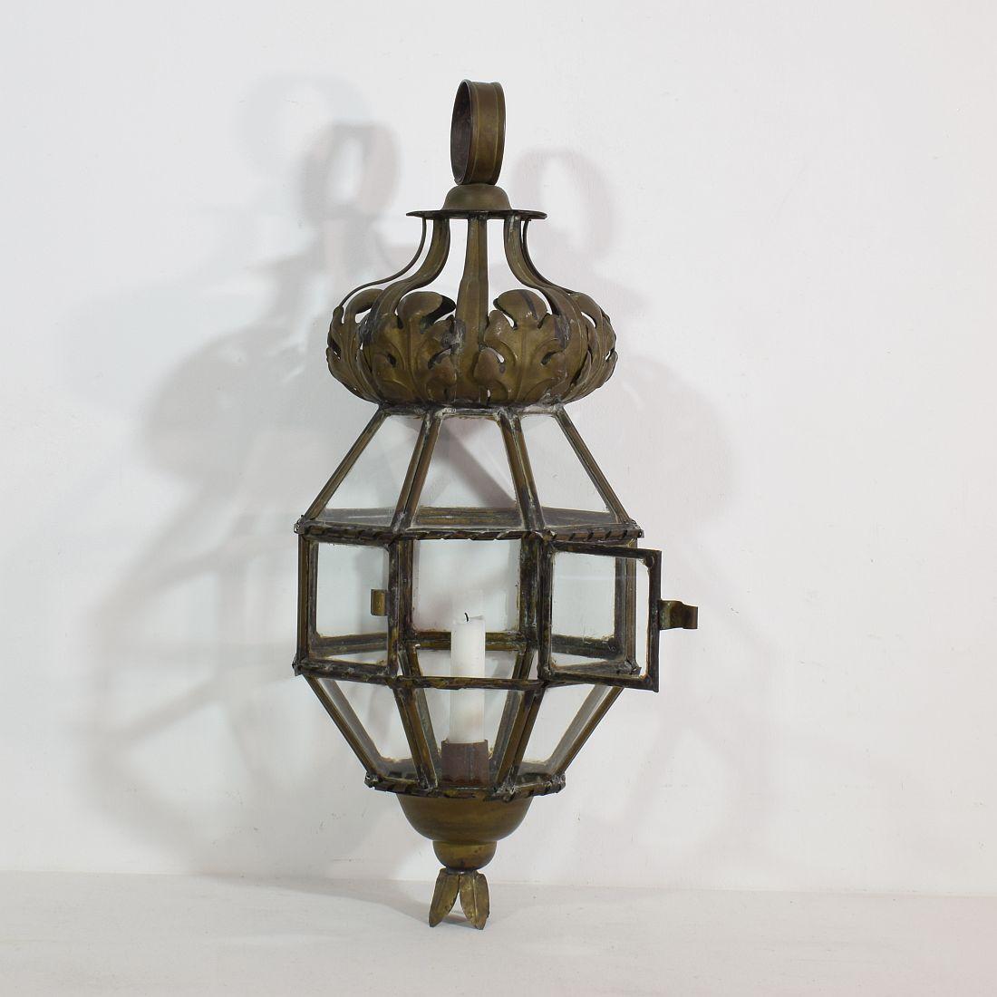 Hand-Crafted Early 20th Century Italian Brass Lantern