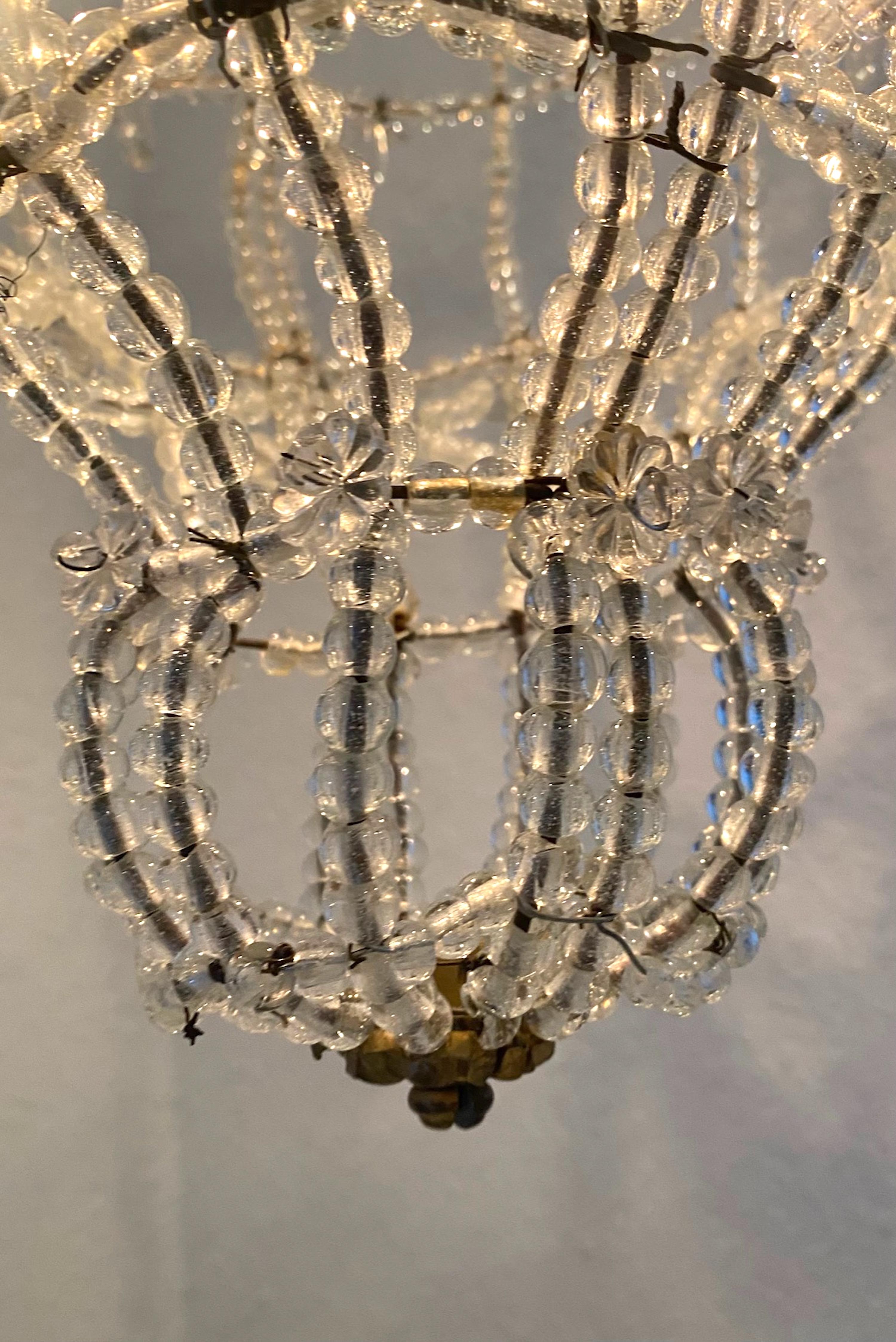 Early 20th Century Italian Bronze and Crystal Chandelier. For Sale 9