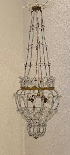 Italienischer Kronleuchter aus Bronze und Kristall des frühen 20. Jahrhunderts.