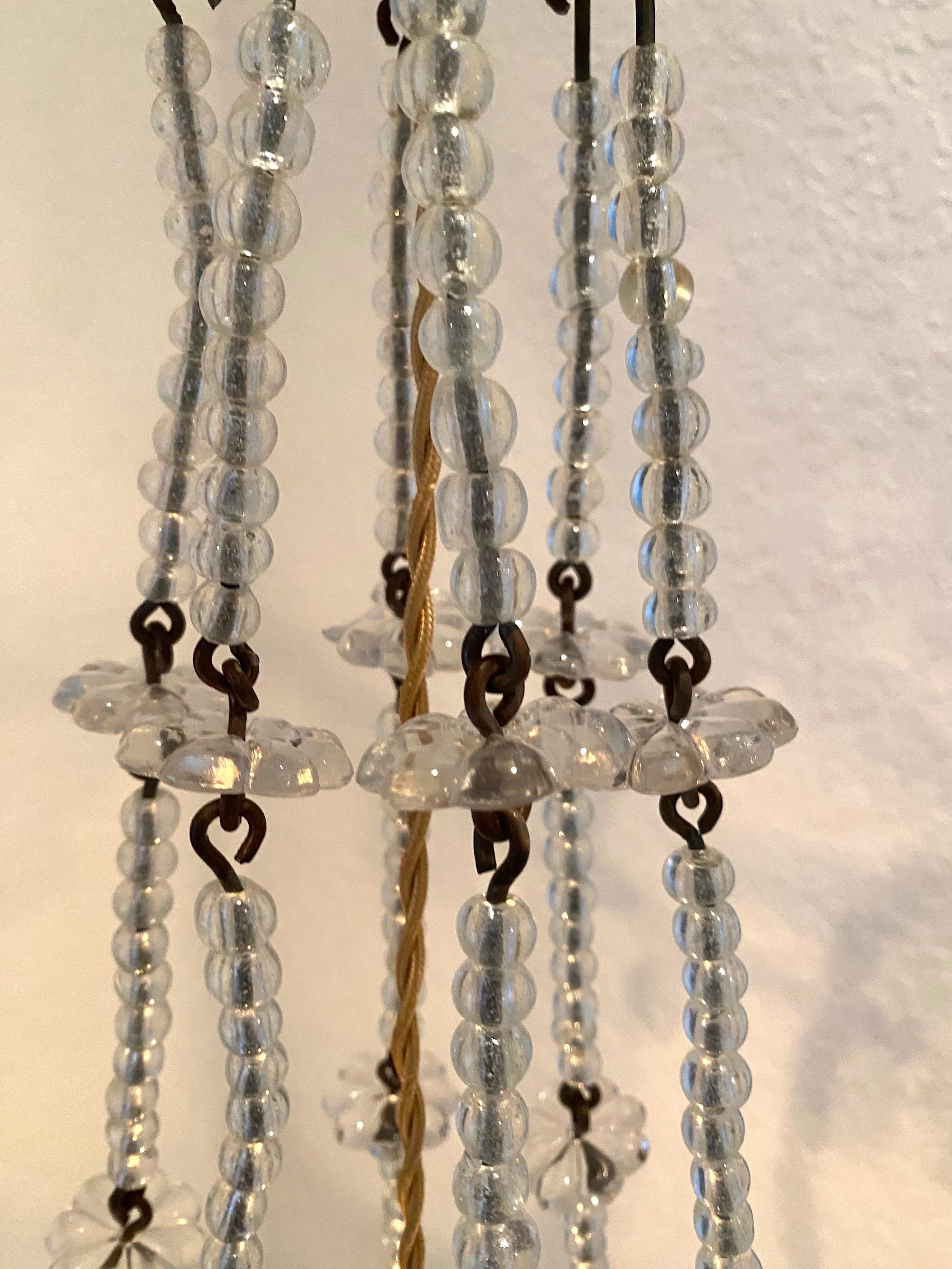 Early 20th Century Italian Bronze and Crystal Chandelier. For Sale 4