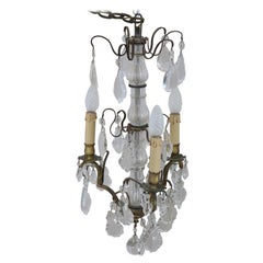 Early 20th Century Italian Bronze and Crystals Chandelier Antique Early 20th Century Italian Bronze and Crystals Chandelier