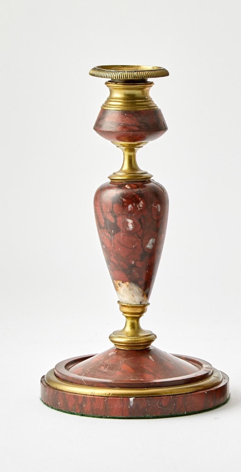 Portacandele in bronzo e marmo rosso del primo Novecento italiano in vendita 2