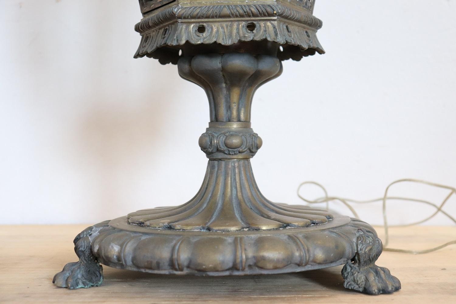  Early 20th Century Italian Bronze Pair fo Table Lamps or Lanterns For Sale 2