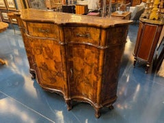 Early 20th Century Italian Burl Walnut Shaped Buffet