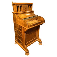 Early 20th Century Italian Burlwood Davenport Desk with Secret Compartment
