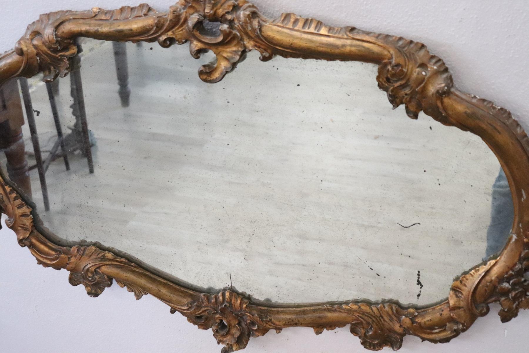 Early 20th Century Italian Carved Gilded Wood Wall Mirror 2