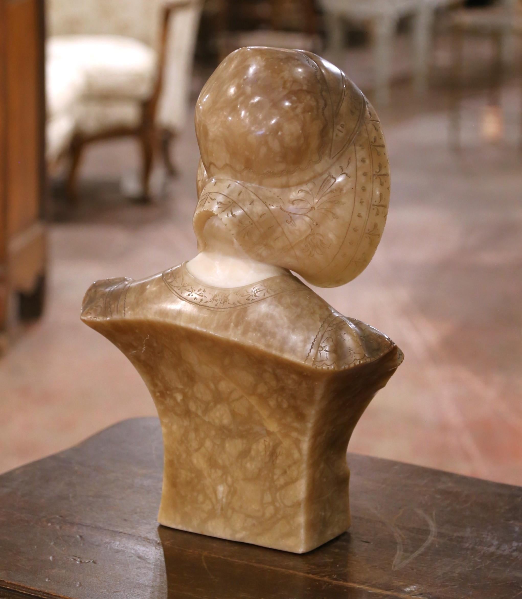 Buste de jeune fille en marbre italien sculpté du début du 20e siècle, signé Pugi en vente 5