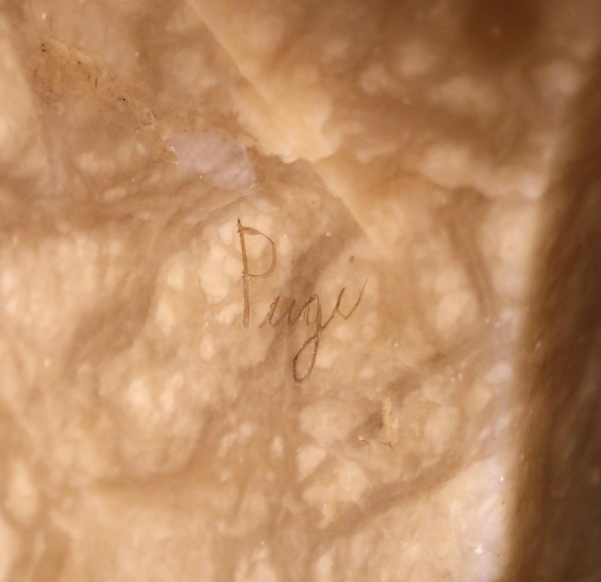 20ième siècle Buste de jeune fille en marbre italien sculpté du début du 20e siècle, signé Pugi en vente