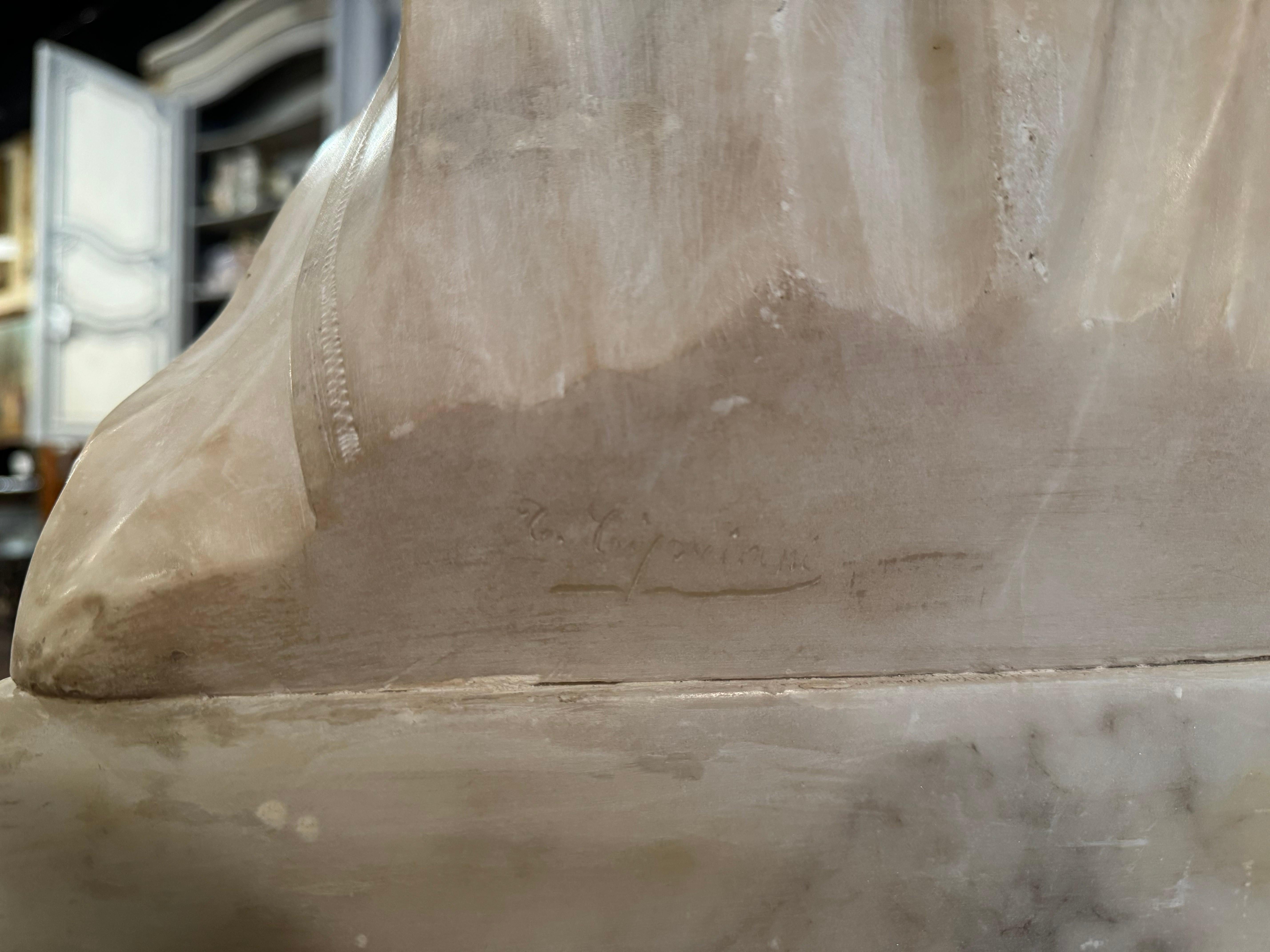 Early 20th Century Italian Carved Marble Bust of Young Beauty Signed A. Cipriani 1