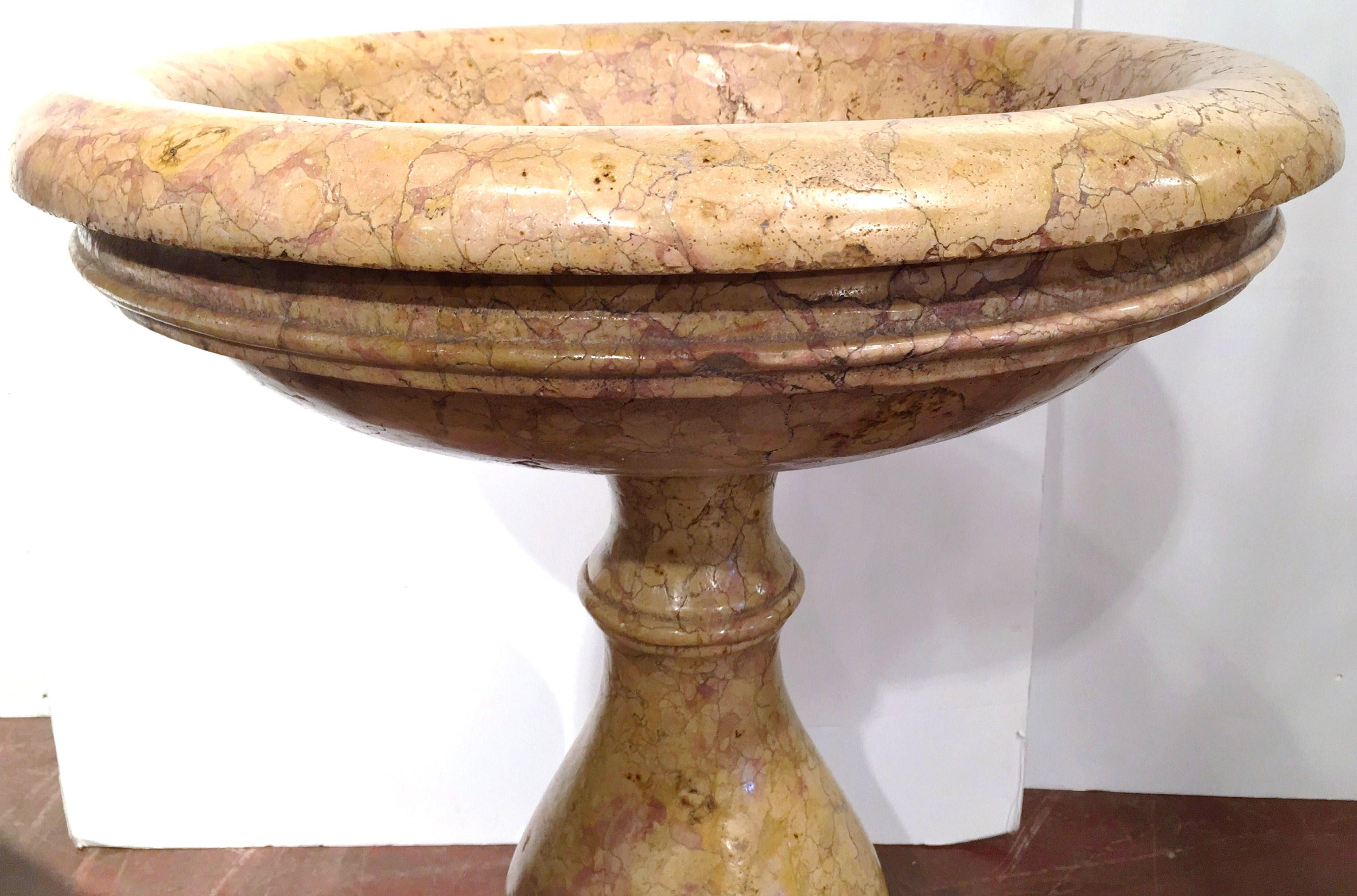 Classical Roman Early 20th Century Italian Carved Marble Pedestal Stand with Swivel Bowl For Sale