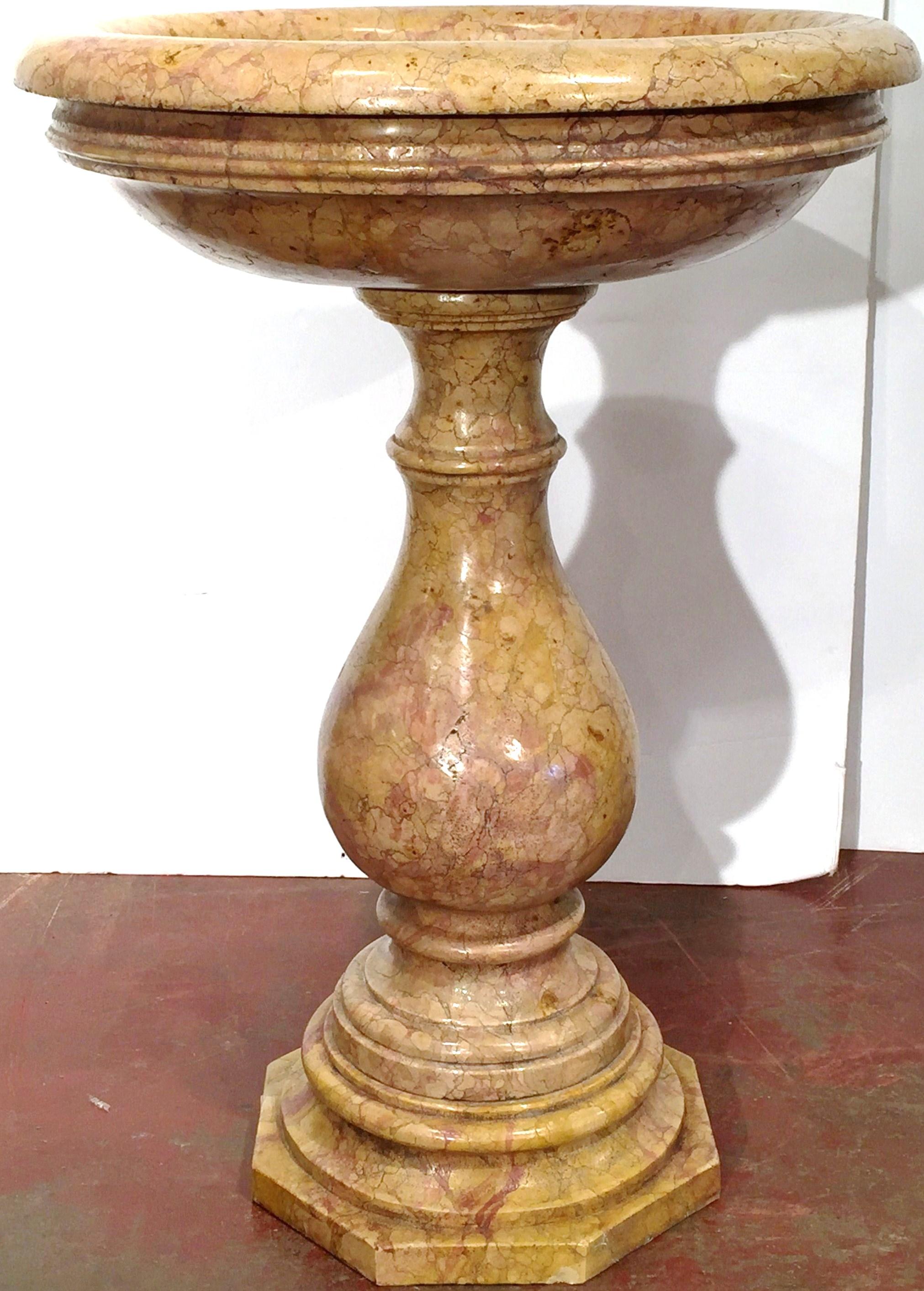 Hand-Carved Early 20th Century Italian Carved Marble Pedestal Stand with Swivel Bowl For Sale
