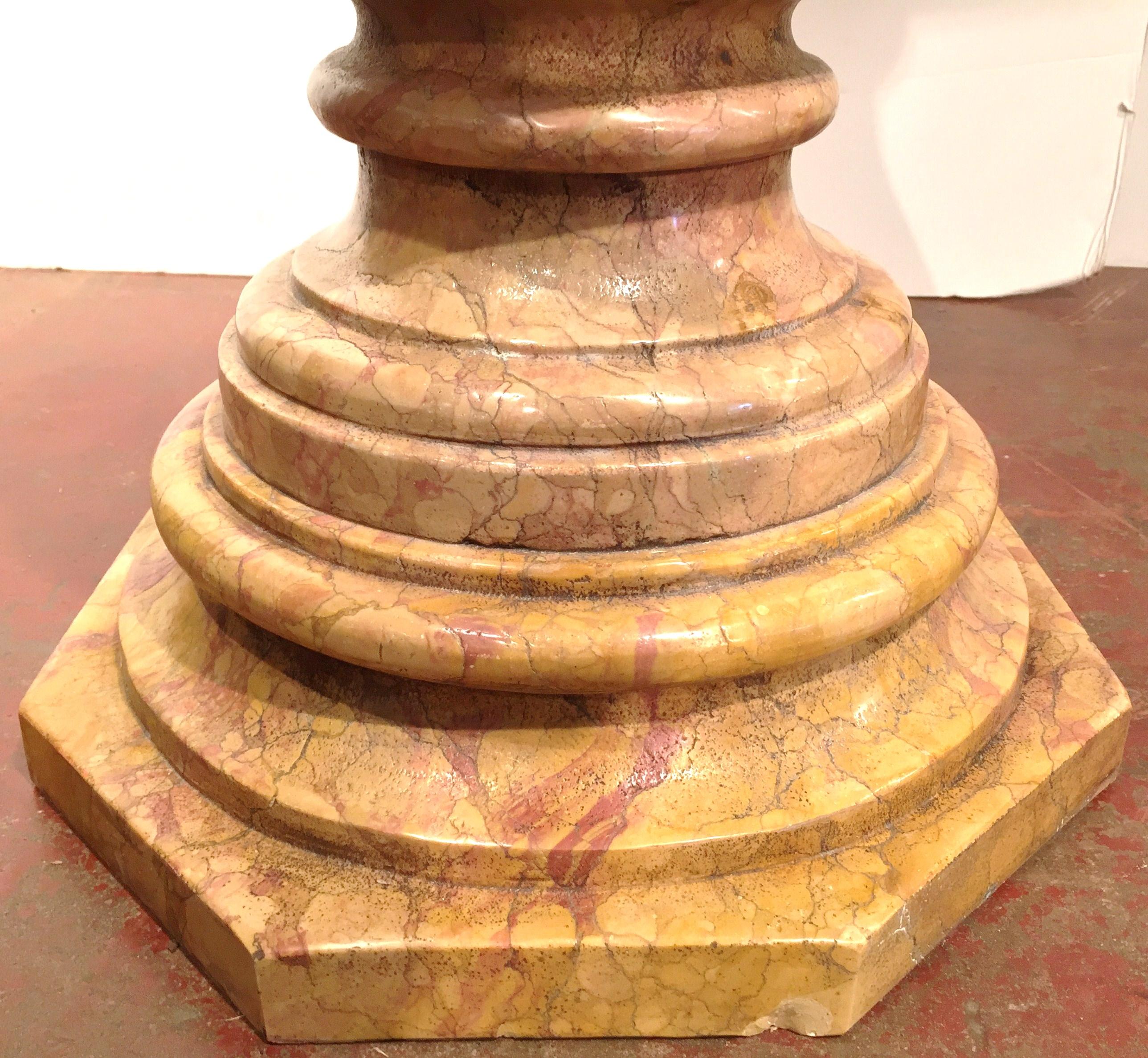 Early 20th Century Italian Carved Marble Pedestal Stand with Swivel Bowl For Sale 2