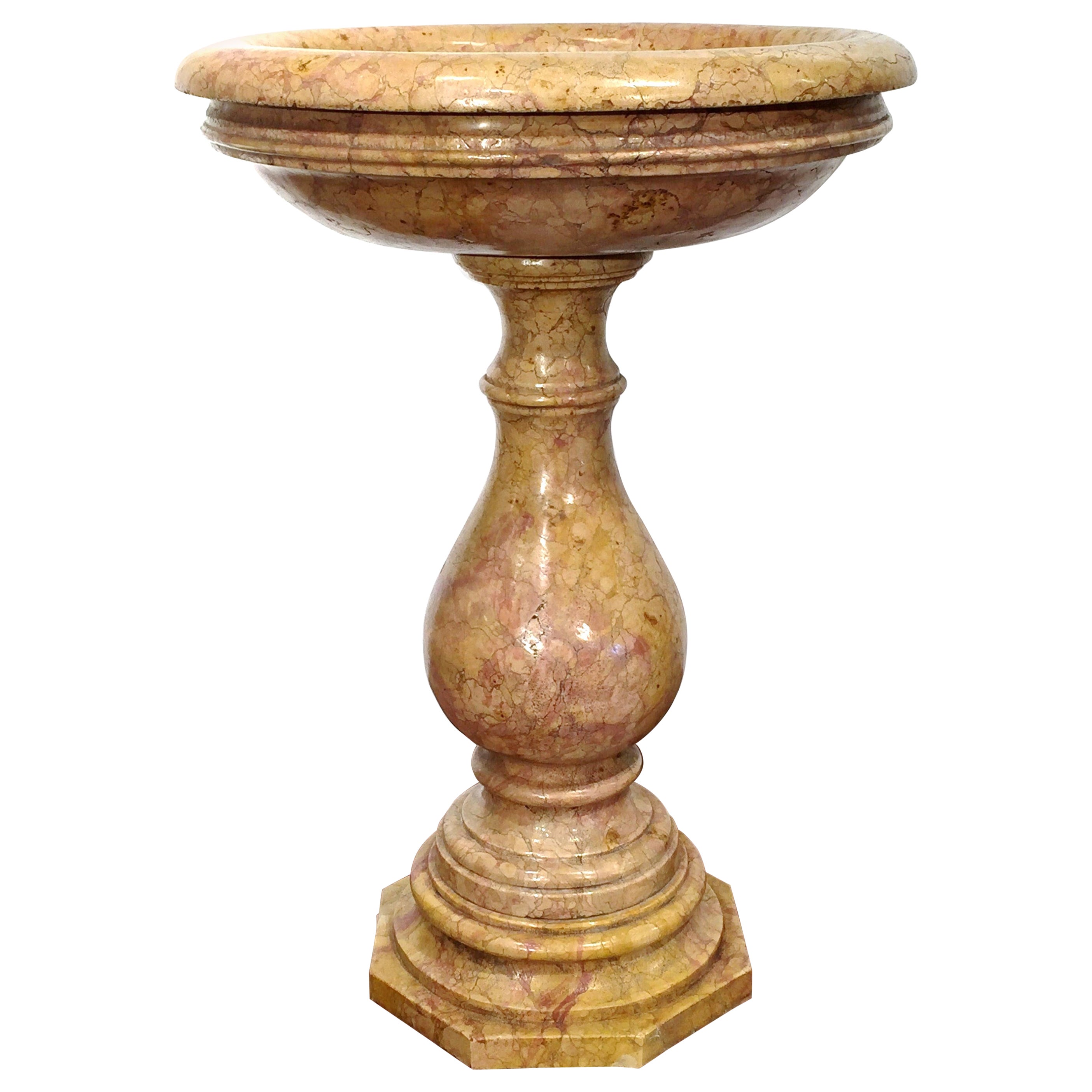 Pedestal italiano de mármol tallado de principios del siglo XX con cuenco giratorio