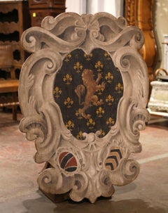 Early 20th Century Italian Carved Painted Wall Hanging Plaque with Family Crest