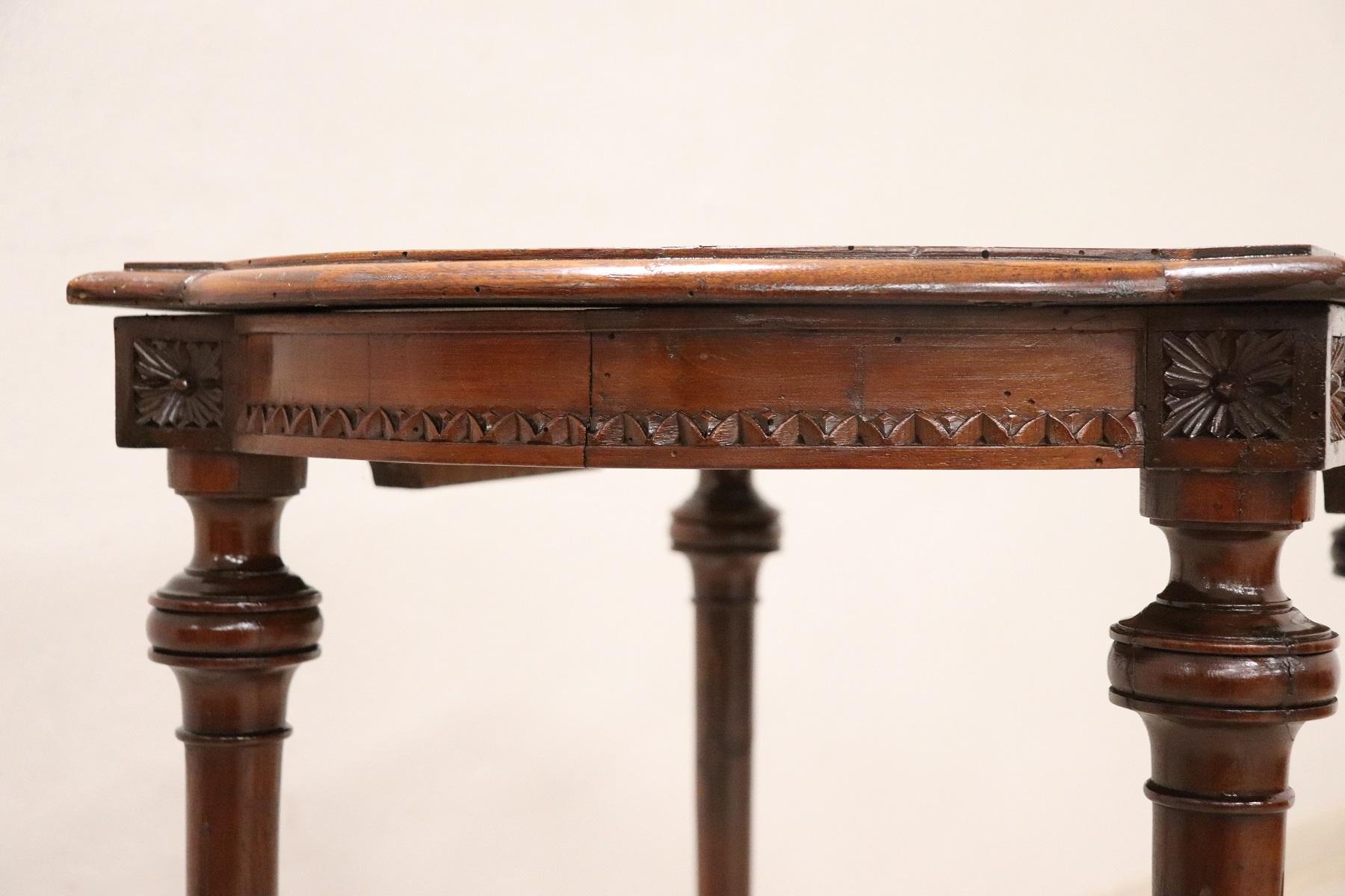 Hand-Carved Early 20th Century Italian Carved Walnut Side Table