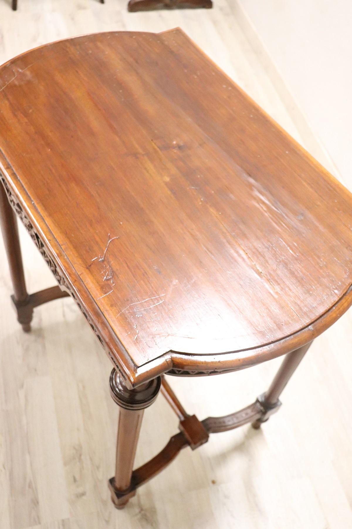 Early 20th Century Italian Carved Walnut Side Table 1