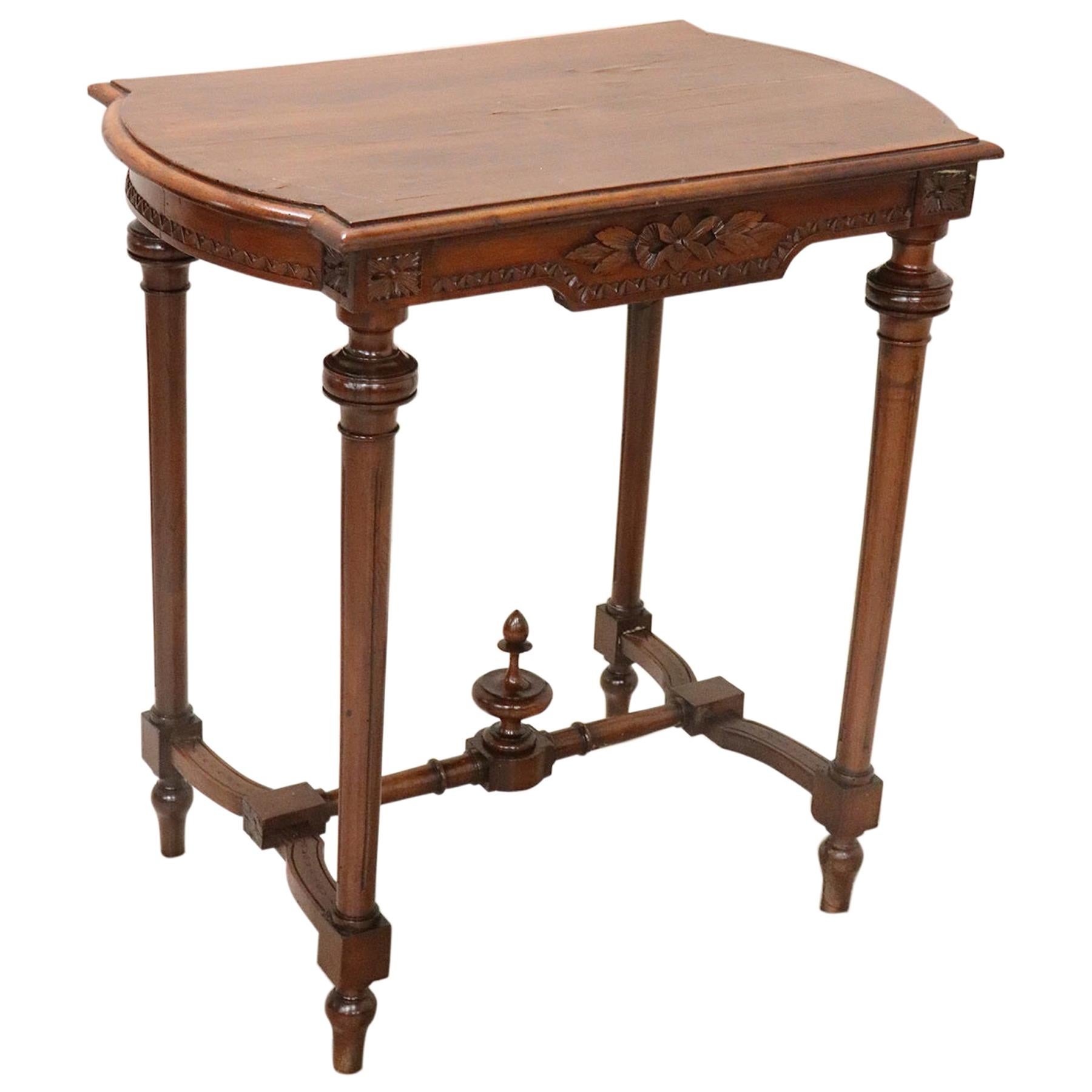 Early 20th Century Italian Carved Walnut Side Table