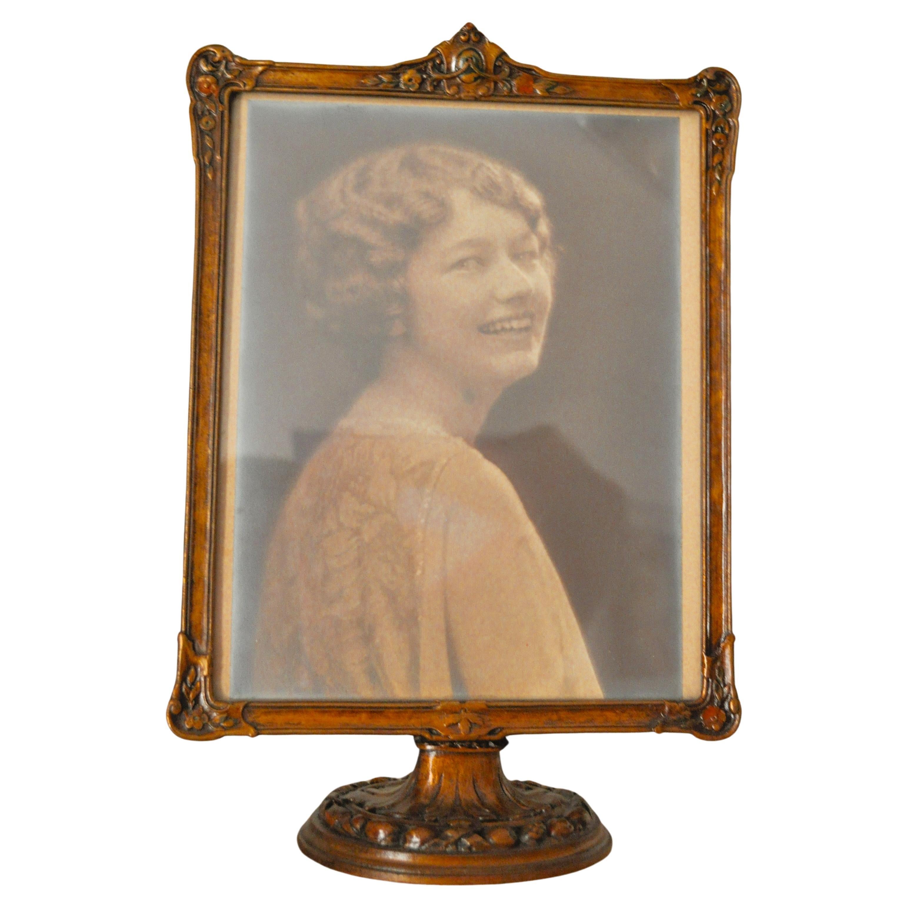 Early 20th Century Italian Carved Wood Art Nouveau Tabletop Frame For Sale