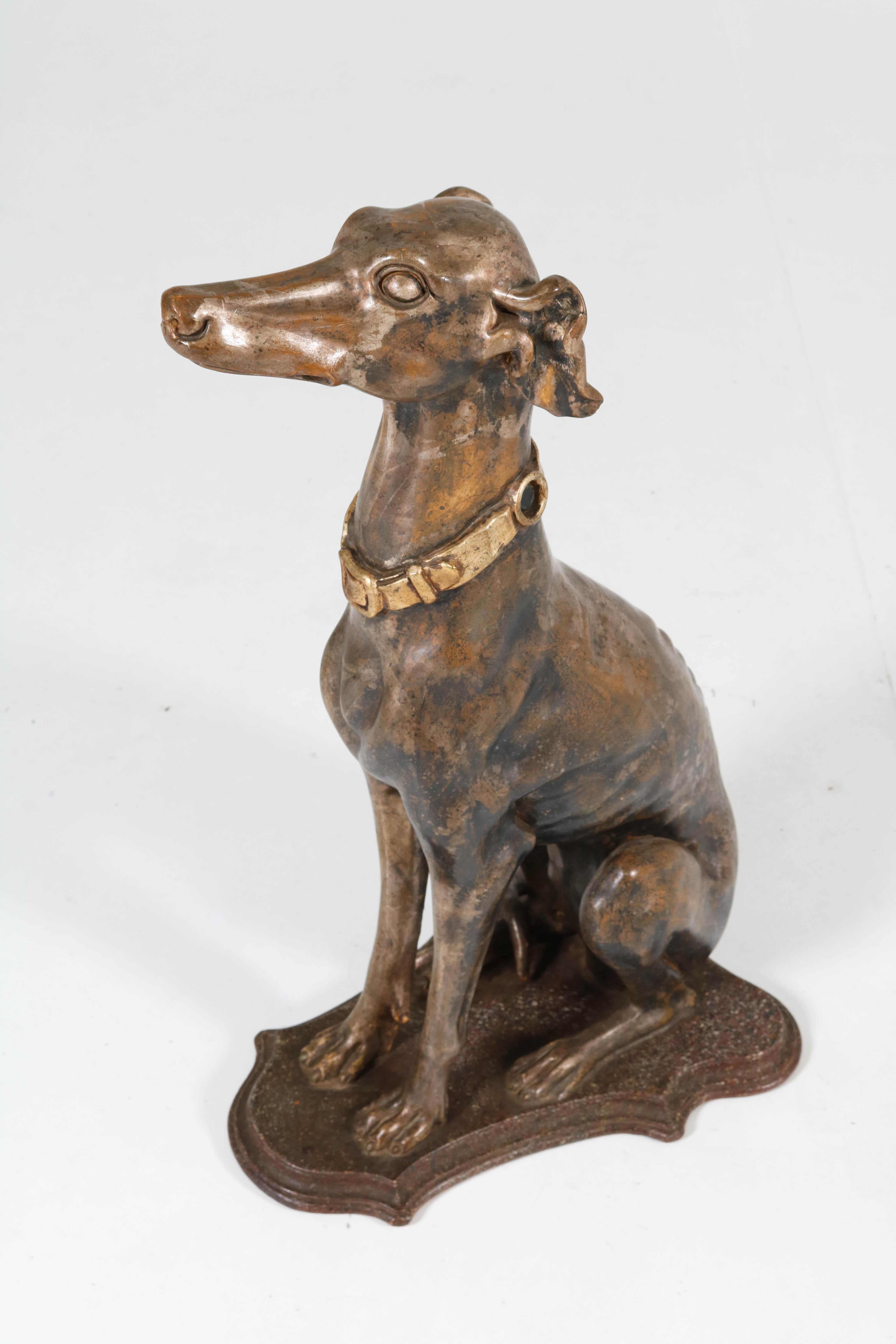 Early 20th Century Italian Carved Wood Seated Greyhound Sculptures 7