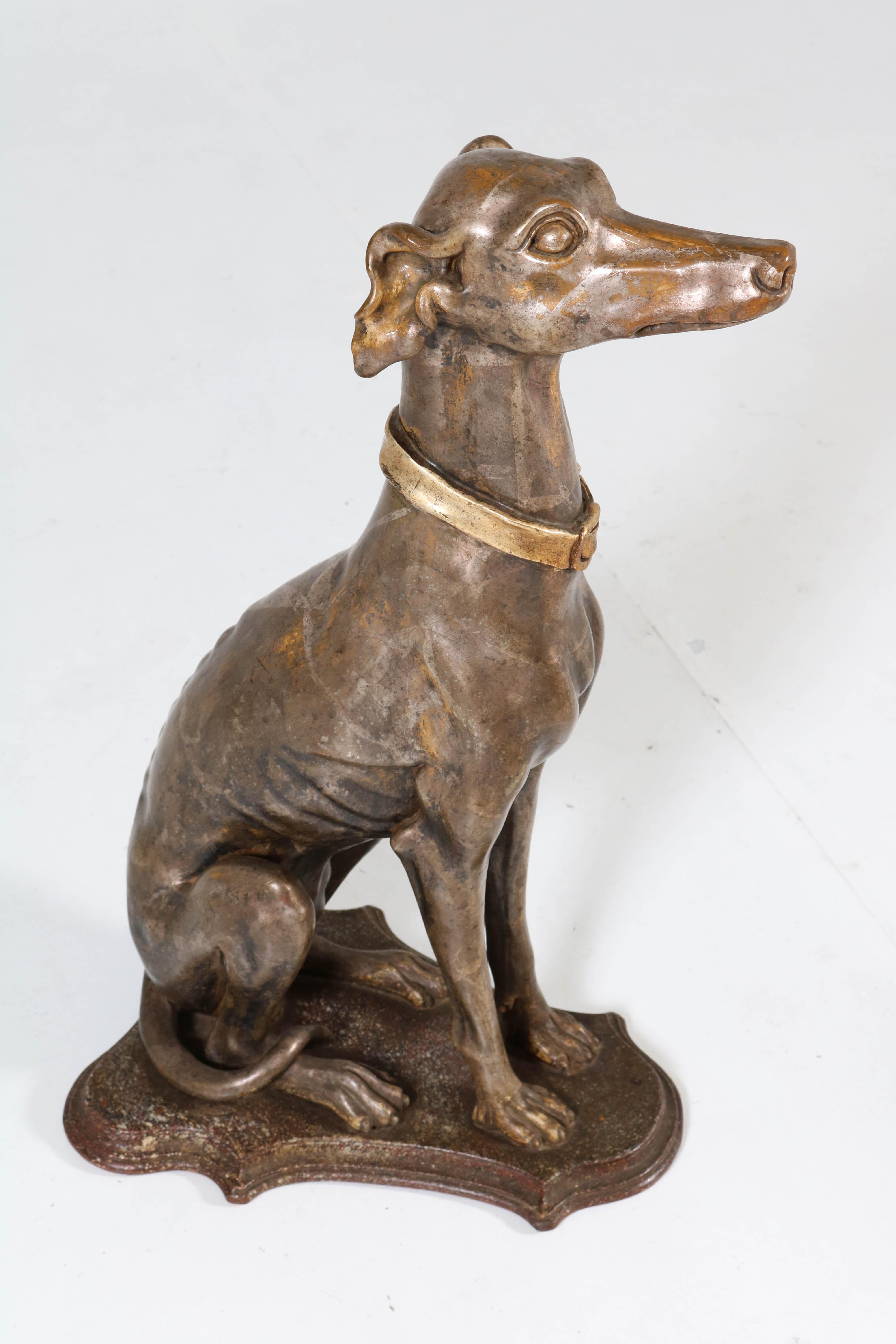Early 20th Century Italian Carved Wood Seated Greyhound Sculptures 8