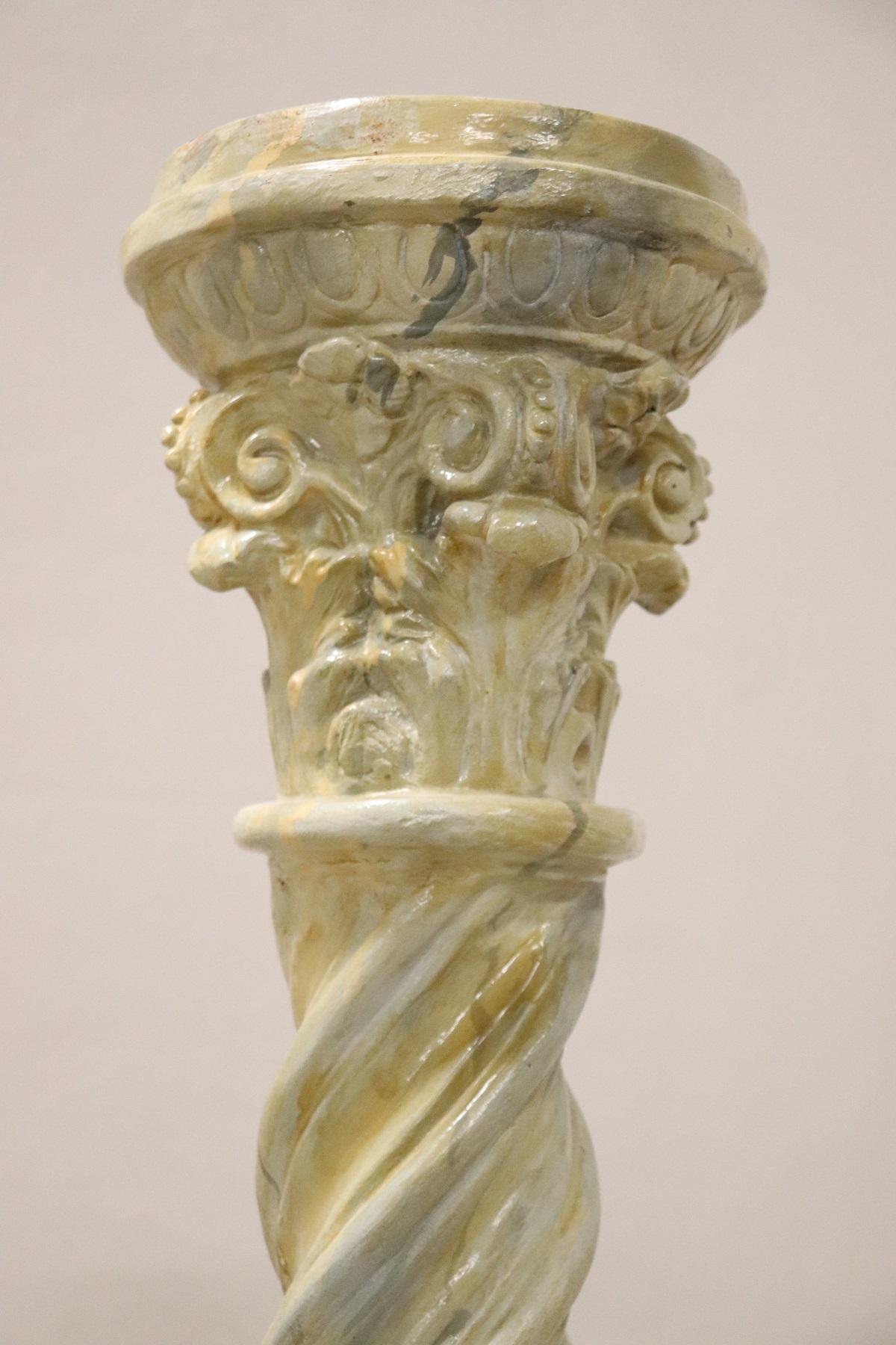 Early 20th Century Italian Column in Carved and Painted Terracotta For Sale 2
