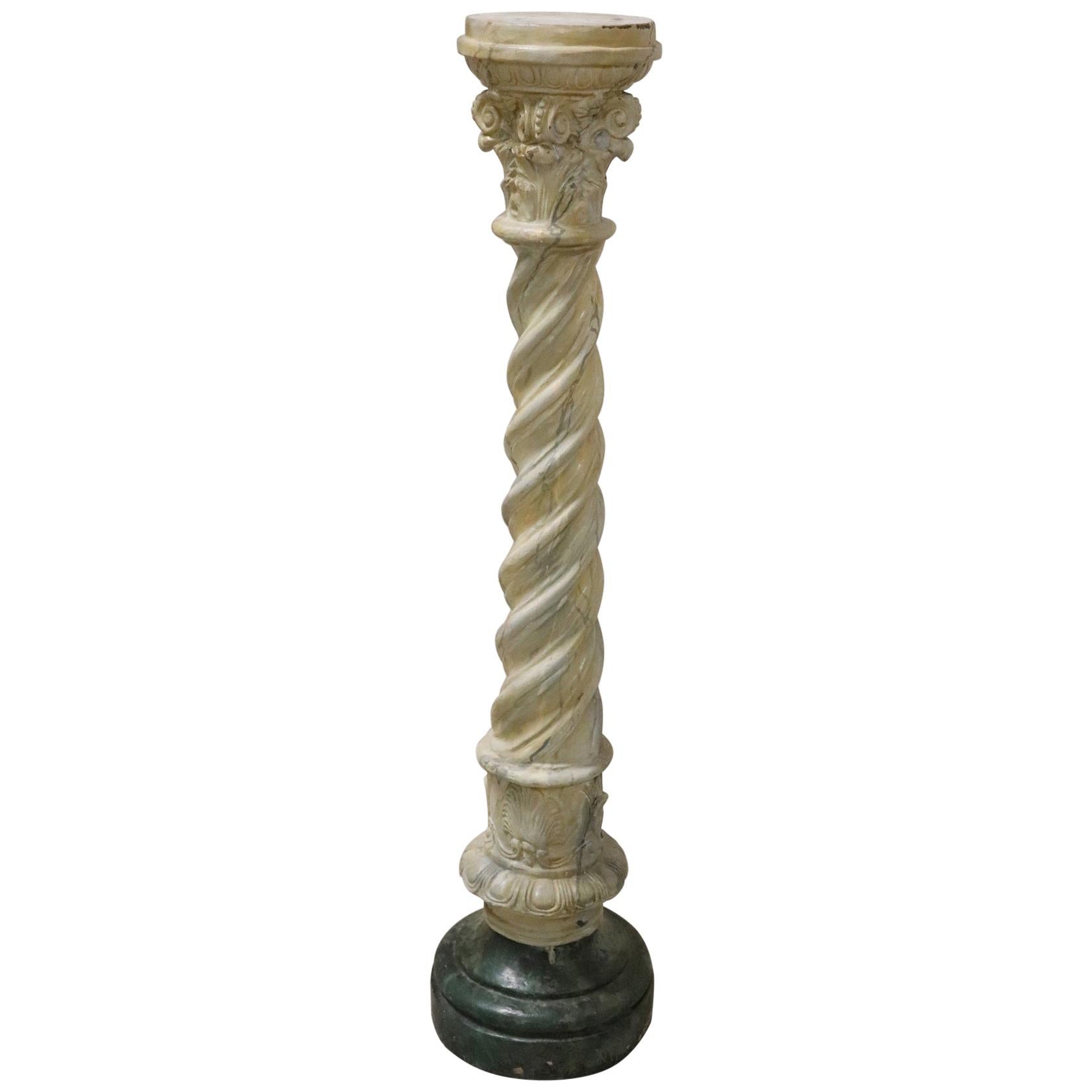 Early 20th Century Italian Column in Carved and Painted Terracotta For Sale