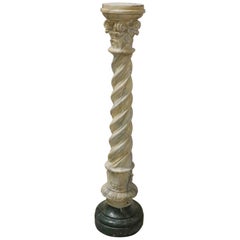 Early 20th Century Italian Column in Carved and Painted Terracotta