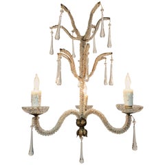 Early 20th Century Italian Crystal and Tole Chandelier