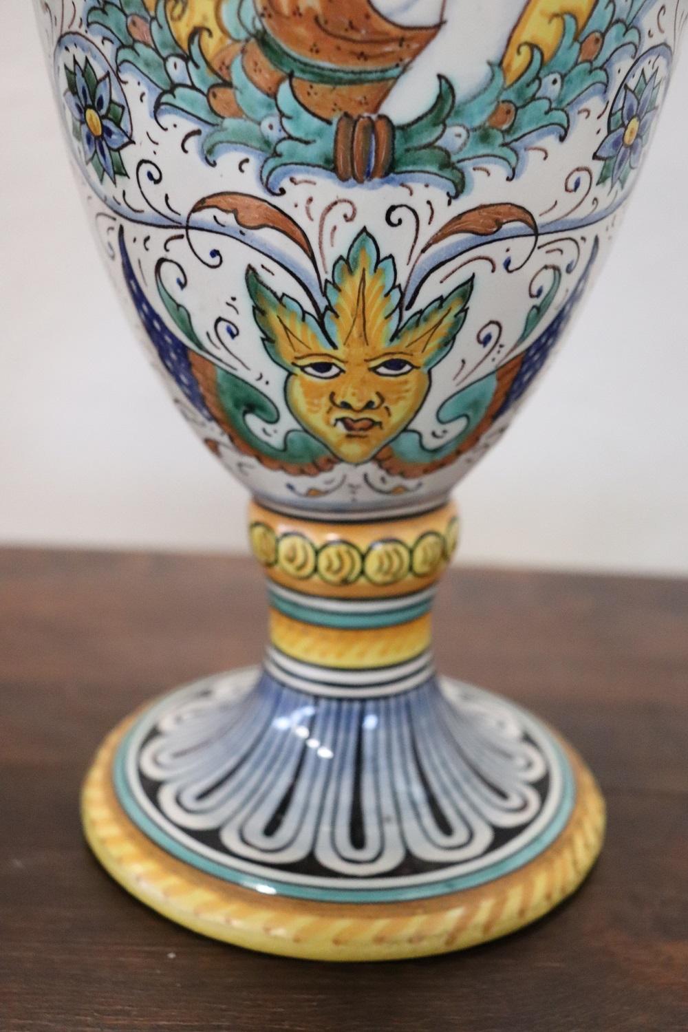 Mid-20th Century Early 20th Century Italian Deruta Ceramic Amphorae, Set of 2 For Sale