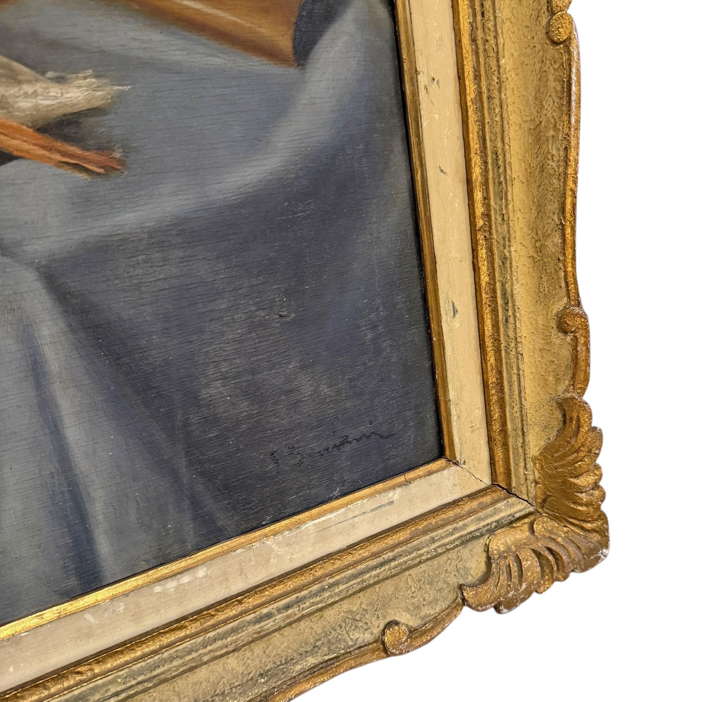 Early 20th Century Italian Duck and Shotgun Still Life Painting For Sale 5