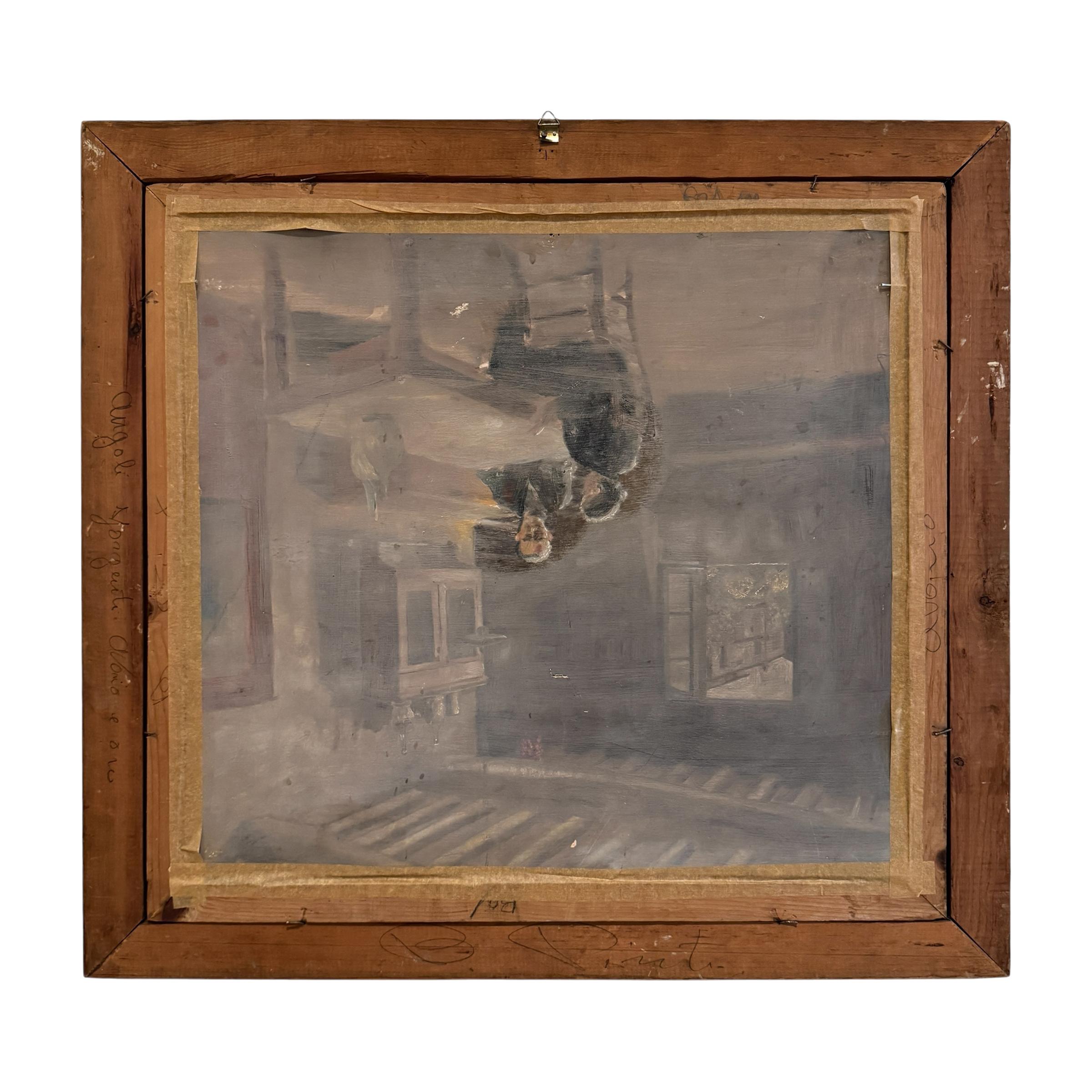 Early 20th Century Italian Duck and Shotgun Still Life Painting For Sale 7