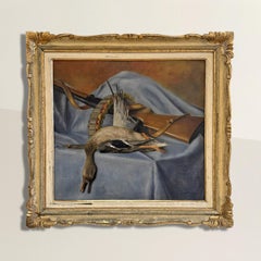 Early 20th Century Italian Duck and Shotgun Still Life Painting