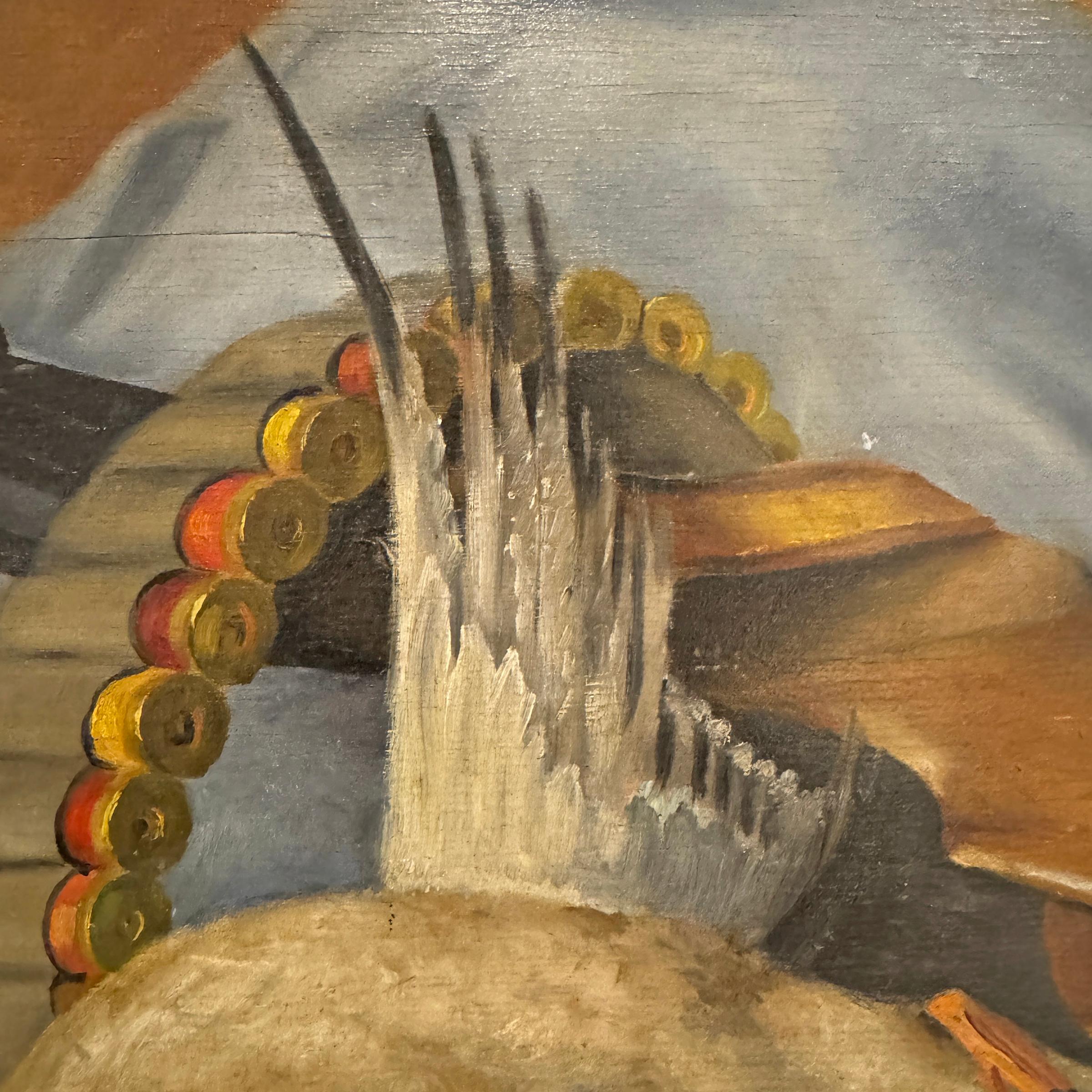 Early 20th Century Italian Duck and Shotgun Still Life Painting For Sale 2