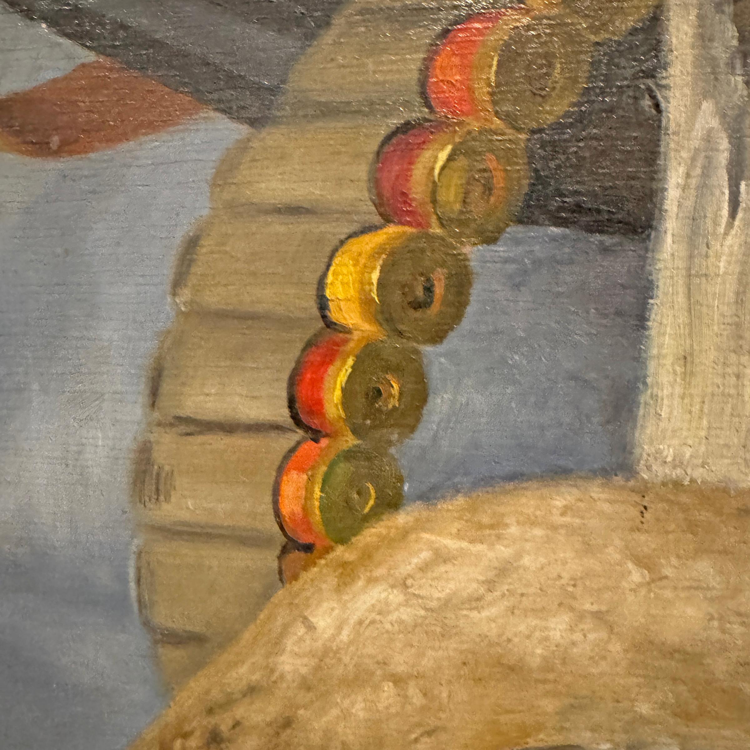 Early 20th Century Italian Duck and Shotgun Still Life Painting For Sale 4