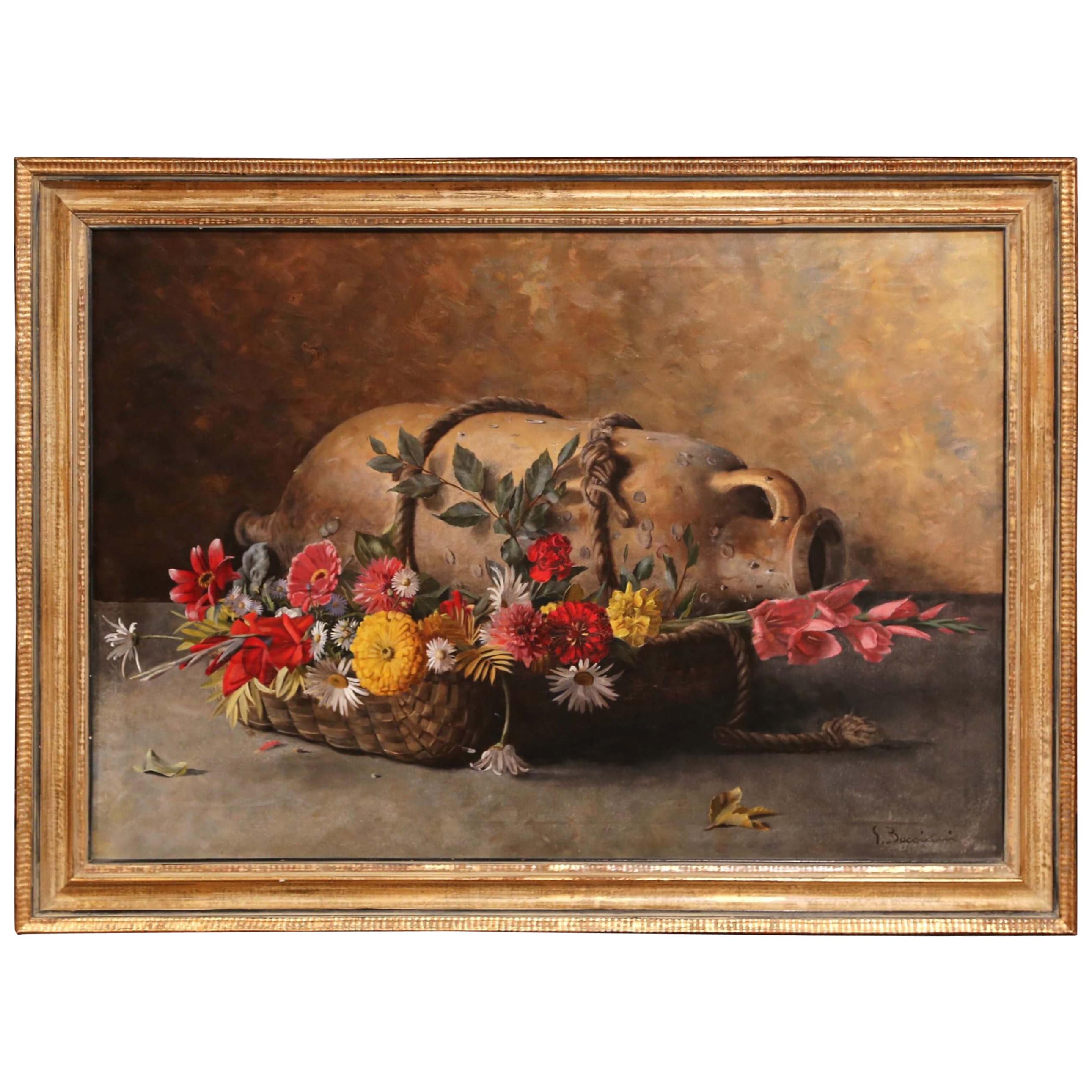 Early 20th Century Italian Framed Still Life Oil Painting Signed G. Becciani